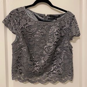 Never worn Shimmery Charcoal lace top